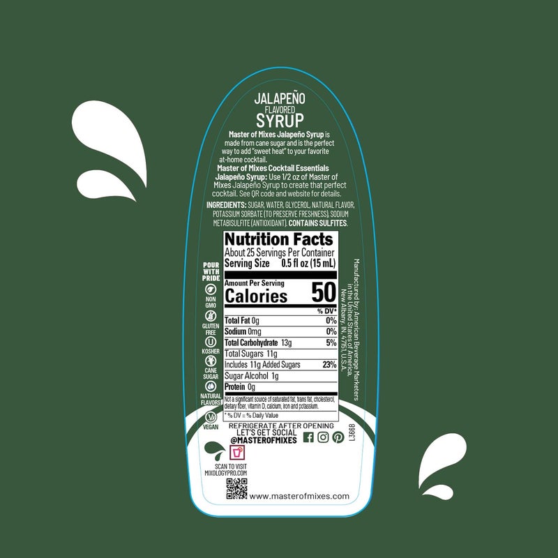 Master of Mixes Cocktail Essentials Jalapeño Simple Syrup, 375 ML Bottle (12.7 Fl Oz) - Image 3